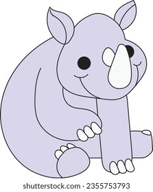cute vector illustration of a smiling rhinoceros