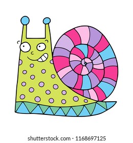 Cute vector illustration of the snail.
