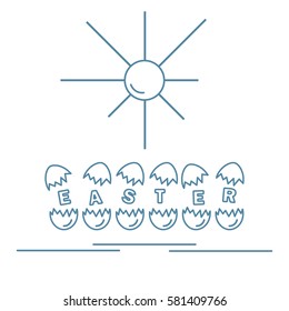 Cute vector illustration with symbols for Easter. Design for banner, poster or print. 