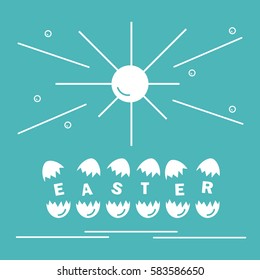 Cute vector illustration with symbols for Easter. Design for banner, poster or print. 