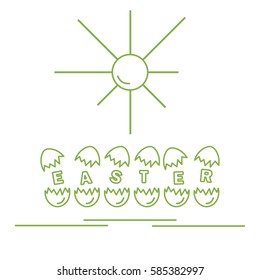 Cute vector illustration with symbols for Easter. Design for banner, poster or print. 