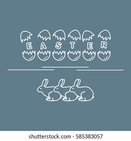 Cute vector illustration with symbols for Easter. Design for banner, poster or print. 