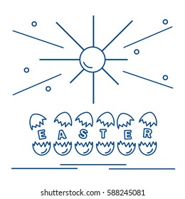 Cute vector illustration with symbols for Easter. Design for banner, poster or print. 