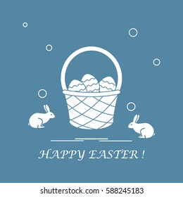 Cute vector illustration with symbols for Easter. Design for banner, poster or print. 