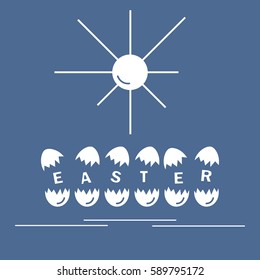 Cute vector illustration with symbols for Easter. Design for banner, poster or print. 