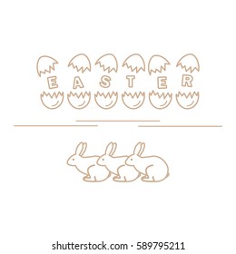 Cute vector illustration with symbols for Easter. Design for banner, poster or print. 