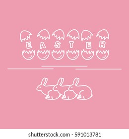 Cute vector illustration with symbols for Easter. Design for banner, poster or print. 
