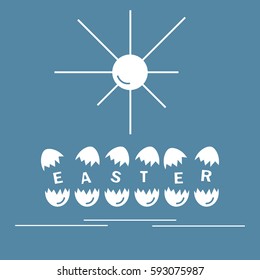 Cute vector illustration with symbols for Easter. Design for banner, poster or print. 