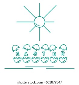 Cute vector illustration with symbols for Easter. Design for banner, poster or print. 