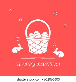 Cute vector illustration with symbols for Easter. Design for banner, poster or print. 