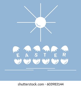Cute vector illustration with symbols for Easter. Design for banner, poster or print. 