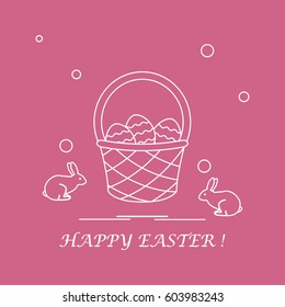 Cute vector illustration with symbols for Easter. Design for banner, poster or print. 