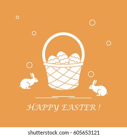 Cute vector illustration with symbols for Easter. Design for banner, poster or print. 