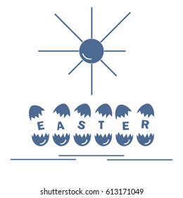 Cute vector illustration with symbols for Easter. Design for banner, poster or print. 