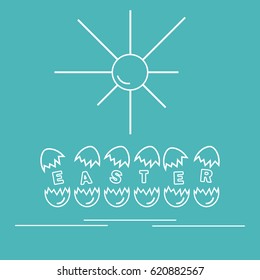 Cute vector illustration with symbols for Easter. Design for banner, poster or print. 