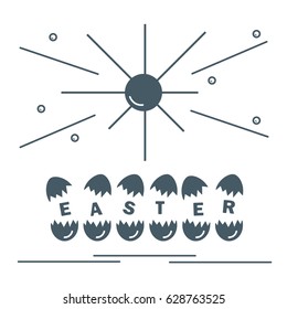 Cute vector illustration with symbols for Easter. Design for banner, poster or print. 