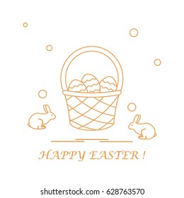 Cute vector illustration with symbols for Easter. Design for banner, poster or print. 