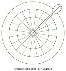 Cute vector illustration of target and arrow for the darts. Sports theme. Design for banner, poster or print.