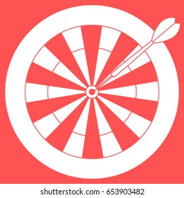 Cute vector illustration of target and arrow for the darts. Sports theme. Design for banner, poster or print.