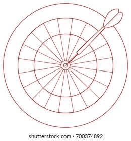Cute vector illustration of target and arrow for the darts. Sports theme. Design for banner, poster or print.