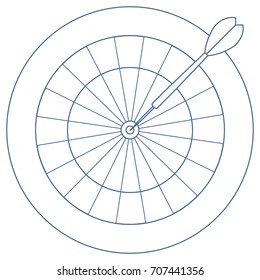 Cute vector illustration of target and arrow for the darts. Sports theme. Design for banner, poster or print.