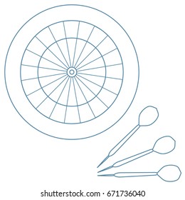 Cute vector illustration of target and arrows for the darts. Sports theme. Design for banner, poster or print.