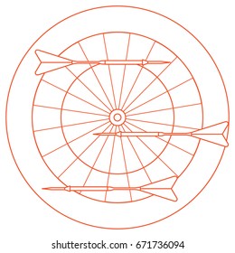 Cute vector illustration of target and arrows for the darts. Sports theme. Design for banner, poster or print.