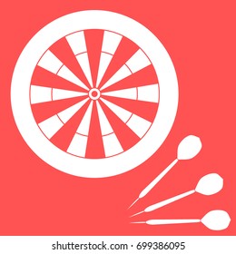 Cute vector illustration of target and arrows for the darts. Sports theme. Design for banner, poster or print.