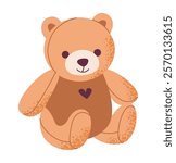 Cute vector illustration of a teddy bear. Kids plush toy.