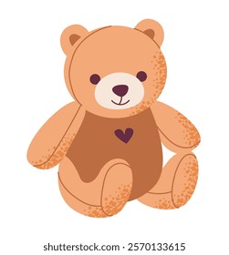 Cute vector illustration of a teddy bear. Kids plush toy.