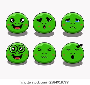 cute vector illustration of a turtle bundle cartoon mascot with various facial expressions