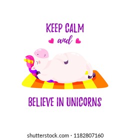 Cute vector illustration with unicorn. Template for printing, design of T-shirt, banner.