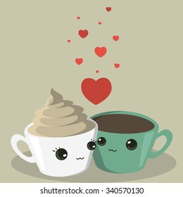 Cute vector illustration .Valentine's Day. Coffee love