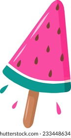 Cute vector illustration of watermelon ice cream. Cute vector bright illustration of ice cream.