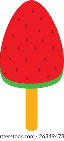Ilustração Vetorial Fofo de Melancia Popsicle em Cores de Verão Brilhantes para Crianças, Sobremesa e Design de Alimentos Tropicais