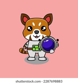 cute vector illustration of weasel astronaut
