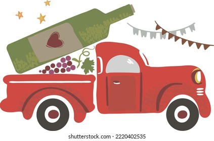 Ilustración vectorial de una botella de vino. Se puede usar para tarjetas, volantes, afiches