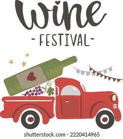 Cute vector illustration of a wine bottle. Can be used for cards, flyers, posters
