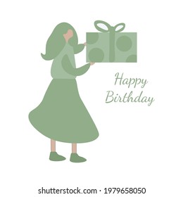 Cute vector illustration of a woman characters celebrating Birthday.