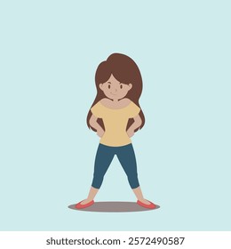 cute vector illustration of a woman standing with determined expression