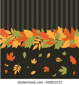  Cute vector illustration with yellow and orange leaves. Fall.