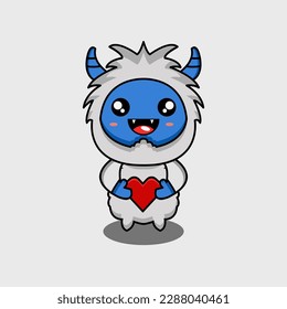 cute vector illustration of yeti with love