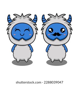 cute vector illustration of a yeti with a partner