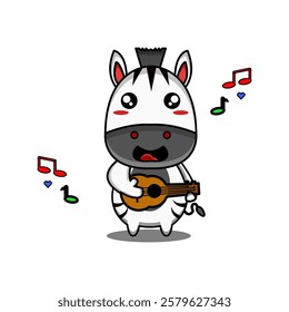 cute vector illustration of a zebra mascot playing guitar