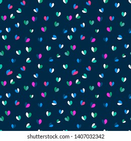 Cute Vector Illustrations  Colorful Bright Hearts Vector seamless Pattern Illustration.Design for fashion ,fabric,web,wallpaper,and all prints on navy blue background color