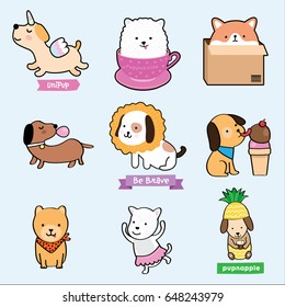 Cute Vector illustrations of different dogs. 
