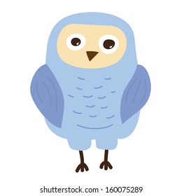 Cute vector isolated blue owl.