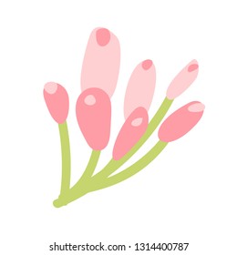 Cute vector isolated Flower on white background. Spring hand drawn Nature illustration flat design. For greeting card, print, children book