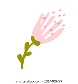 Cute vector isolated Flower on white background. Spring hand drawn Nature illustration flat design. For greeting card, print, children book