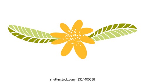 Cute vector isolated Flower on white background. Spring hand drawn Nature illustration flat design. For greeting card, print, children book